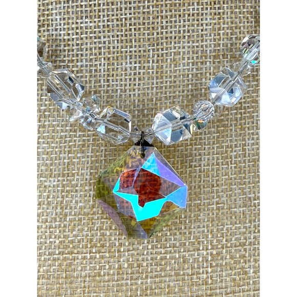 Crystal Necklace With AB Pendant & Toggle Clasp By Adorne Designs - Picture 3 of 13